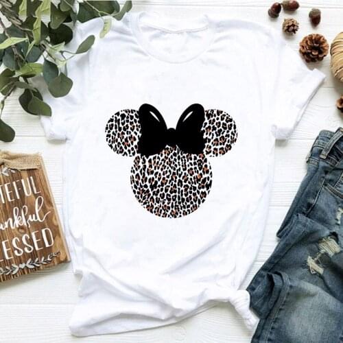 Short Sleeve tee shirt female 2021 Hot New Summer T-shirt Harajuku tshirt Leopard Cute Mouse head printed Lady T Shirt