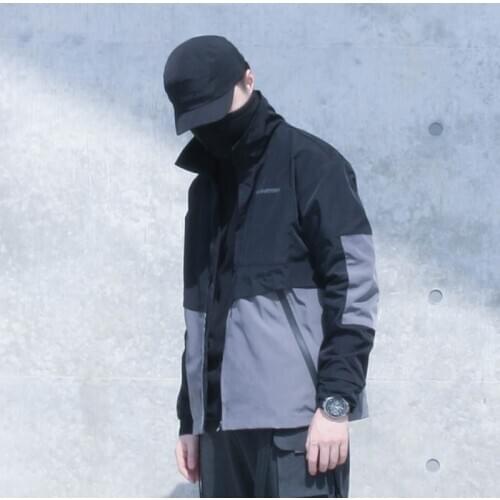 SILENSTORM Techwear Contrast Black Color Water Resistant Windproof Coach Jacket Hip Hop Style Punk Fashion