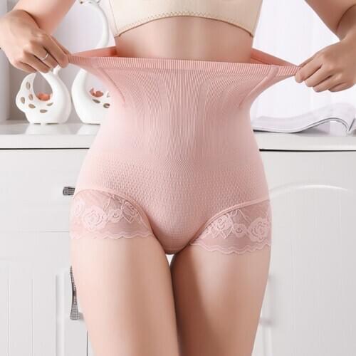 Women Shapewear 3D Honeycomb High-Waist Butt Lift Lace Trim Tummy Control Panties Thigh Trimmer Shaping Panties