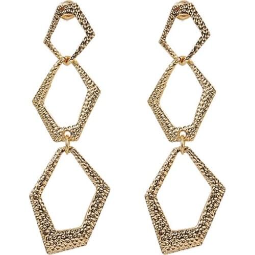 ZHINI Hot Sale Gold Metal Drop Earrings Fine Jewelry Accessories Exaggerated Personality tatement Hanging Dangle Earring brincos