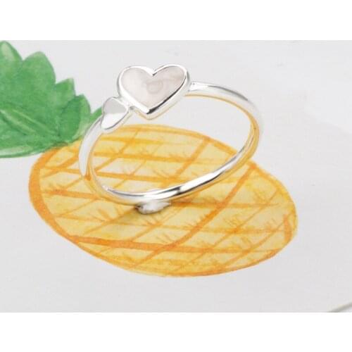 100% 925 Sterling Silver Pan Ring New Bright Heart Elegant Double Heart Ring For Women Wedding Party Gift Fashion Jewelry