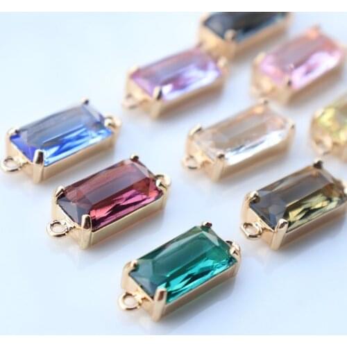 2021 New True Gold Plated 9x16MM Crystal Water Drop Earring Pendant Necklace Charms DIY Earrings Jewelry Making Accessory