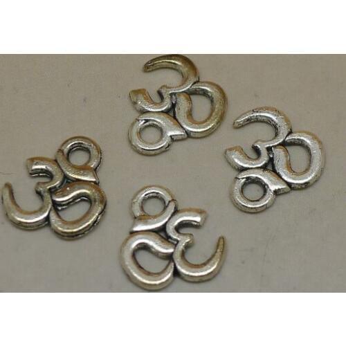 50ps OM Charms , Tibetan Silver Tone Yoga Ohm Aum Symbol charm Pendants 10x10mm