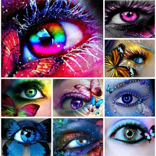 5D DIY Diamond Painting Eye Butterfly Full Diamond Embroidery Cross Stitch Rhinestones Mosaic Art Wall Decoration for Home