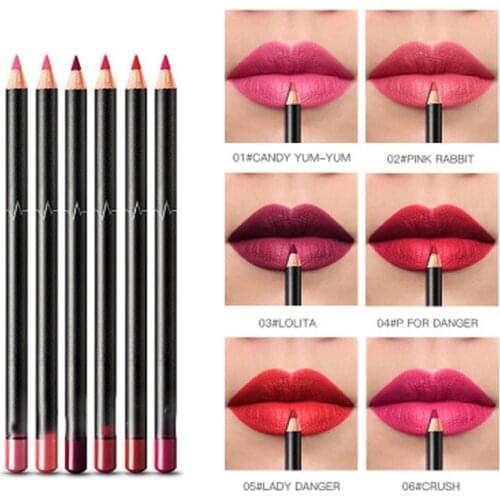 6pcs/set Cosmetic Lipliner Professional Waterproof Long Lasting Lady Charming Lip Liner Pencil Contour Makeup Lipstick Tool