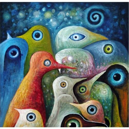 Abstract canvas painting birds modern style frameless murual prints modern decorative art free shipping