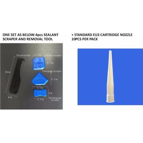 Free Shipping 5sets 4pcs Silicone Sealant Finishing Tool and 10pcs Cartridge Type Silicone Sealant Nozzle for 310ml Cartridge
