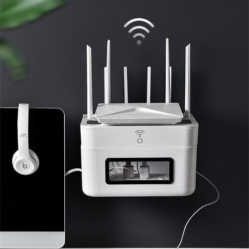 Wireless Wifi Router Storage Box panel Shelf Wall Hanging Plug Board Bracket Cable Wire Storage Organizer WIth Drawer Creative
