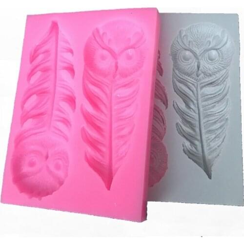 Epoxy Mold Feather Owl Baby Caterpillar Designer DIY Fondant Decoration Concrete Clay Candle Soap 3d Wall Panel Silicone Mold