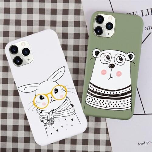 GYKZ Cute Cartoon Animal Painted Phone Case For iPhone 7 11 Pro XS MAX X SE2020 XR 8 6Plus Pink White Soft Silicone Cover Fundas
