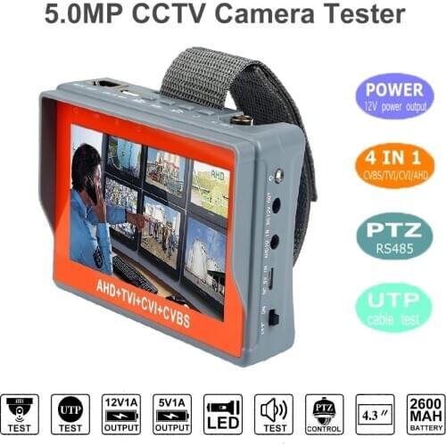 IV7W 4.3 inch four in one HD CCTV tester monitor AHD CVI TVI CVBS analog cameras testing3MP 1080P 960P 720P PTZ audio 12V
