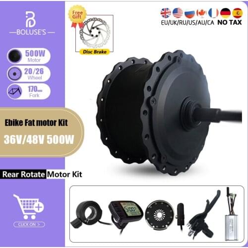 36V 48V 500W Electric Snow Bike Motor Kit Rear Rotate Brushless Hub Motor For Ebike Conversion Kit Parts 20 26 inch 4.0 Fat Tire