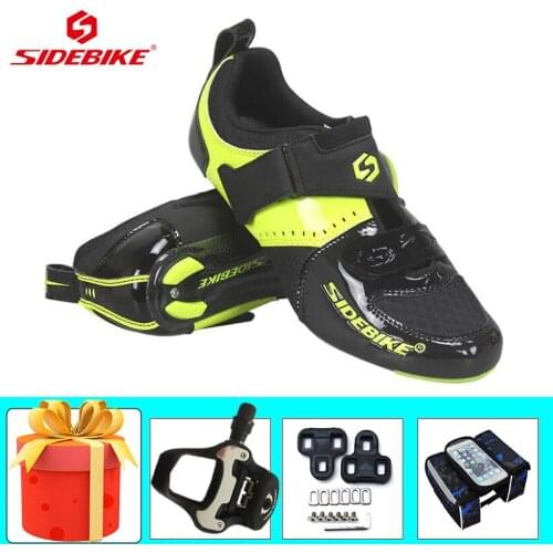 SIDEBIKE Carbon Fiber Road Cycling Sneakers Wear-resistant Zapatillas Ciclismo Ultra-light Breathable Racing Bike Flat Shoes