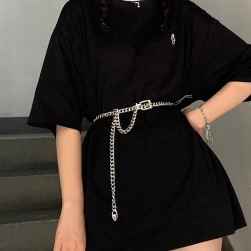 Punk Hip Hop Women Metal Belts Gold Silver Waist Strap Thick Chain For Jeans Trousers Casual Ladies Female Waistband