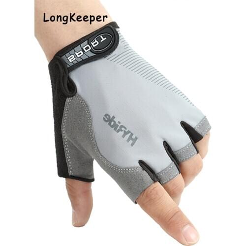 Longkeeper Men Silicone Cycling Gloves Half Finger Training Wrist Gloves Green Orange Motocross MTB Road Bike Sport Gloves