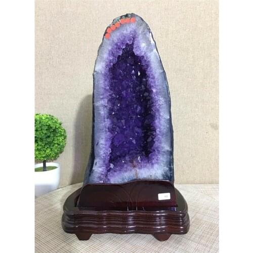 Natural amethyst quartz cluster crystal specimen healing + stent