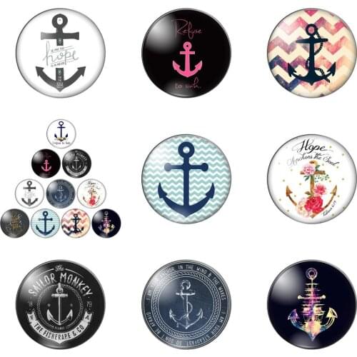 New Navigation Hope Anchor Lighthouse round Photo Glass Cabochon Demo Flat Back Making Findings Handmade DIY Accessories
