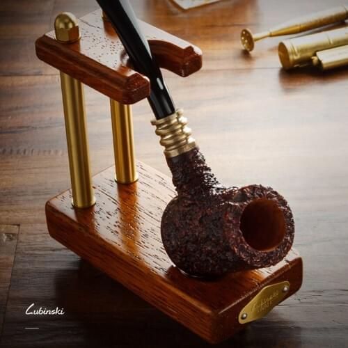 New LUBINSKI Pineapple Lattice And Solid Wood Pipe Rack Tobacco Cigar Cigarette Pipe Smoking Tool Pipe Seat
