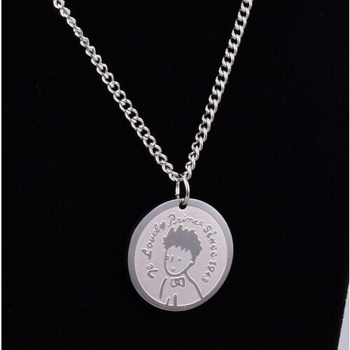 New Trend Stainless Steel Round Necklace for Women Little Prince Pendant Necklace With Charms Clavicle Chain Jewelry Best Gift