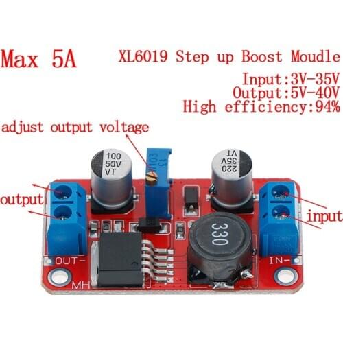New 5A DC-DC Step Up Power Module Boost Volt Converter 3.3V-35V To 5V 6V 9V 12V 24V