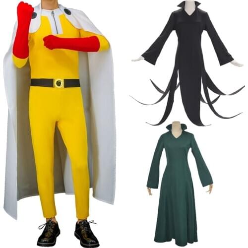 Cloak Gloves Belt Set Cosplay Costumes Battle Clothes Pants Tights Skirt One Punch Man Anime Adult Unisex Cn(Origin) LEOSOXS