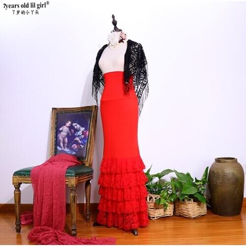 Dress Flamenco Dance Practice Multilayer Spanish Wear Women Fishtail ENN03