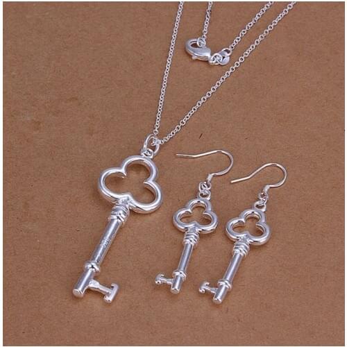 Sets Silver Plated Sets Silver Trendy Jewelry Sets Three Keys Jewelry Wholesale Free Shipping aoqu LS200