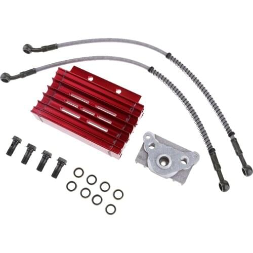 1 Set Iron Motorbike Engine Fuel Cooling Radiator & Hose 125cc for Pit Dirt Bike Red