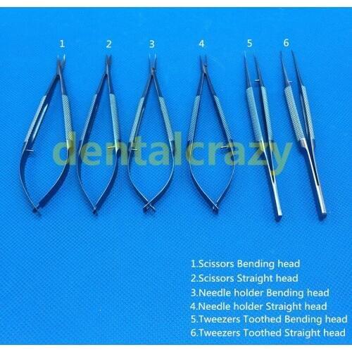 Dental Instruments Ophthalmic Surgical Instruments 14cm Titanium Scissors+Needle Holders +Tweezers Surgical tools