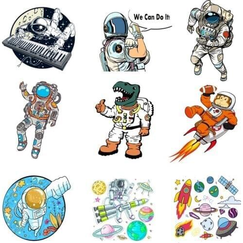 Iron-on Transfers for Clothing Patches for Clothes Space Travel Stickers Diy Patch Flex Fusible Transfer Vinyl Adhesive Stripe A