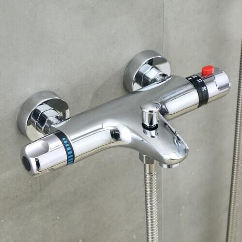 Thermostatic Bathroom Mixer Tap Hot And Cold Bathroom Two Mixer Mixing Valve Bathtub Faucet Thermostatic Shower Faucets Set