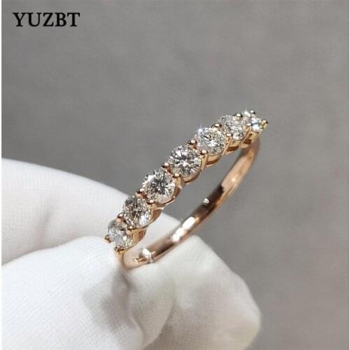 YUZBT 18K Rose Gold Excellent Cut 0.7 Carat Gemstone Diamond Test Past 7 Pics Round D Color Moissanite Princess Ring for Girls