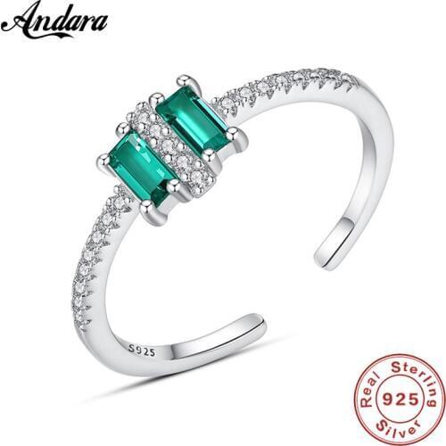Pure 100% 925 Sterling Silver Jewelry Ring Fashion Green Gem Clear Cz Women Rings Fine Jewelry New 2019