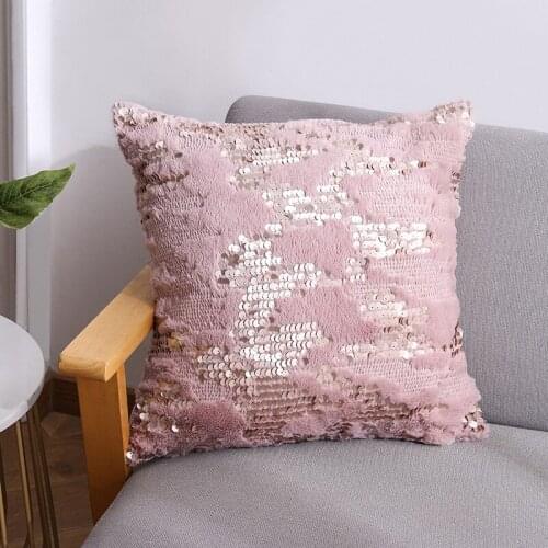 45X45CM Double-sided Sequins Plush Pillows Case Living Room Sofa Cushion Cover Home Decor Nordic Style Pillowcases 1PC