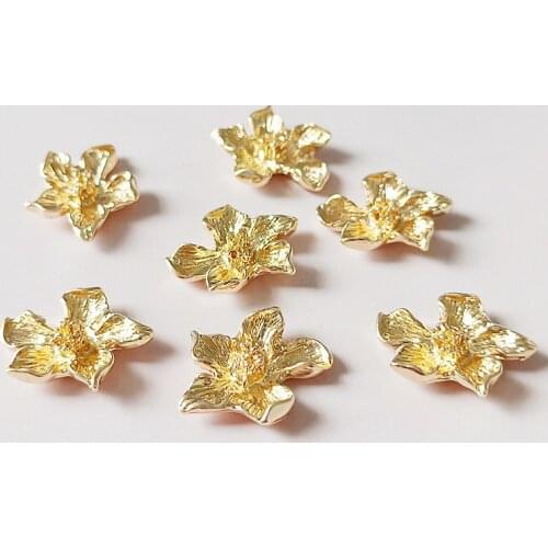 10 PCS Metal Alloy KC Gold Flowers Connectors Charm For DIY Jewelry Making
