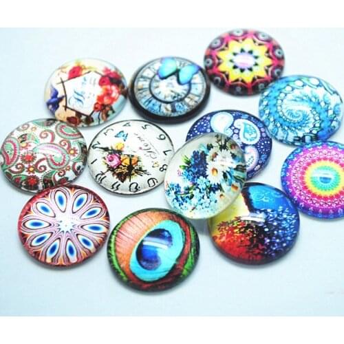 Socharming 10pcs lot Glass Cabochons Surface Jewelry Pendants Making Round Shape Size 10mm 12mm 14mm 16mm 18mm 20mm Mix colors