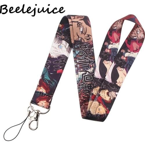 24pcs Jujutsu Kaisen Keychain Lanyards Id Badge Holder ID Card Pass Mobile Phone Badge Holder Key Strap Webbings Ribbons Gifts