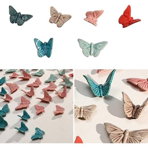 3D Ceramic Butterfly Nordic Minimalist Home Living Room Sofa Background Wall Decoration Crafts Ceramic Butterfly Hanging Decors