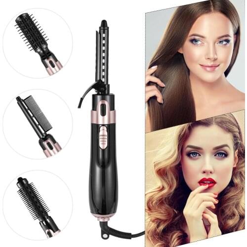 4 in 1 Hair Brush Electric Hair Straightener Curler Brush Negative Ion Hot Air Comb Hair Styler Tools For Women And Men