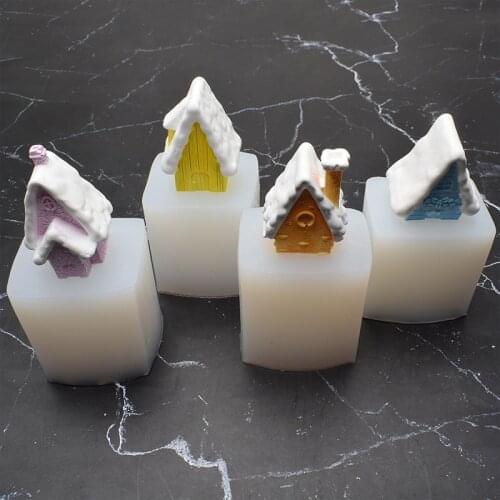 4 Kinds of Cute Cabins Houses Silicone Candle Mold for DIY Aromatherapy Candle Plaster Ornaments Chocolate Soap Mould Hand Tools