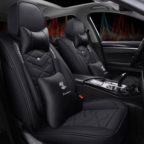 Premium PU Leather Car Seat Cover Coffee Beige Universal Front Rear Sports Design luxury seat cover