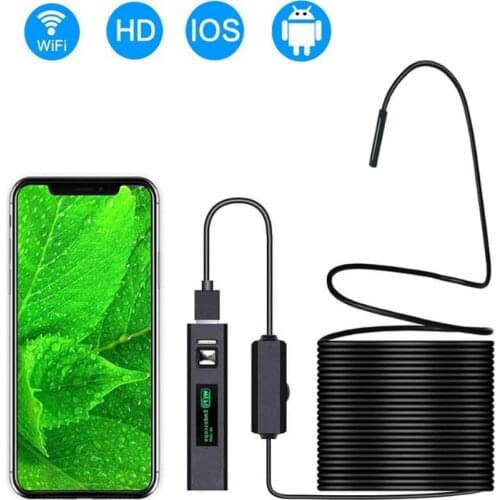 5.5mm WiFi Endoscope Waterproof Lens Inspection Camera 1200P HD 3 in 1 Borescope with 8 LED Light for iPhone Android PC iPad