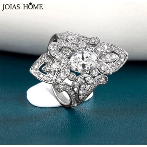 JoiasHome Luxury Rings 925 Silver Jewellery for Women with Geometric Shaped AAA Zircon Gemstones Ring Wedding Party Gifts
