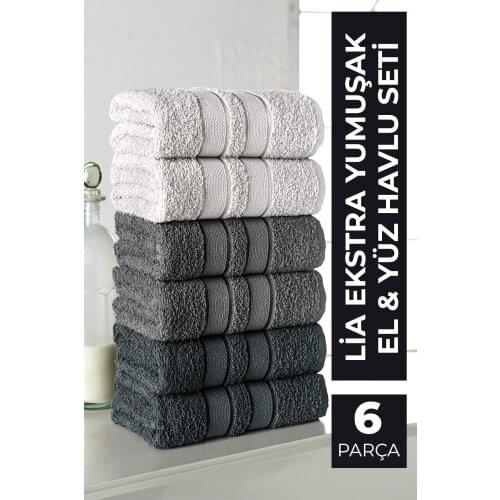 Lia Towel Set 6'lı 50x85