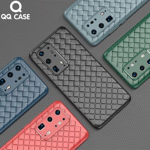 Leather Heat Dissipation Phone Case For Huawei Mate 20 30 P30 P40 Pro Plus Honor V30 Pro Breathable Grid Weaving Soft TPU Case