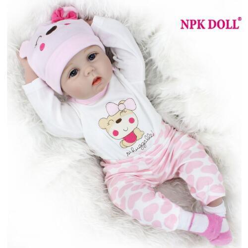 NPKDOLL 55cm Baby Reborn Doll Cute Soft Handmade Realistic Newborn Full Vinyl Baby Dolls Toys For Girl Kids Birthday Gifts