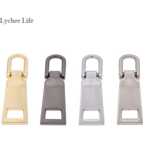 Lychee Life 10Pcs/lot 5# Double Sided Metal Zipper Pullers For Zipper Repair Kits Diy Zipper Pull Slider DIY Sewing Materials