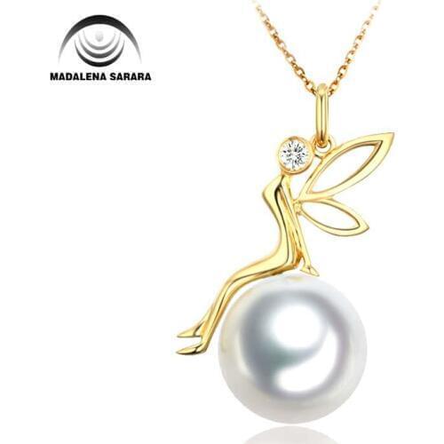 MADALENA SARARA 11mm AAA Saltwater Pearl Necklace Southsea White Pearl Bead Choker Necklace Natural Color With Pure 18k gold