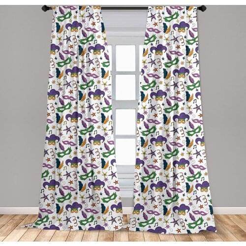 Mardi Gras Curtain Continuous with Carnival Items Stars and Window Curtain Living Room Bedroom