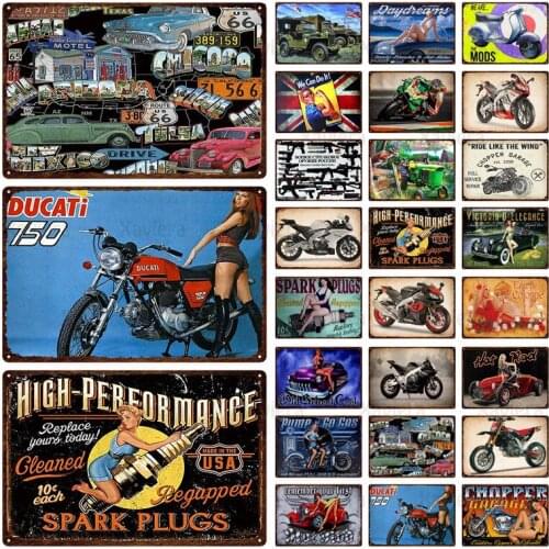 Retro Metal Tin Signs Motor Oil Gas Motorcycle Decor For Pub Bar Cafe Garage Home Iron Plate Poster Wall Decor Plaque 20X30Cm